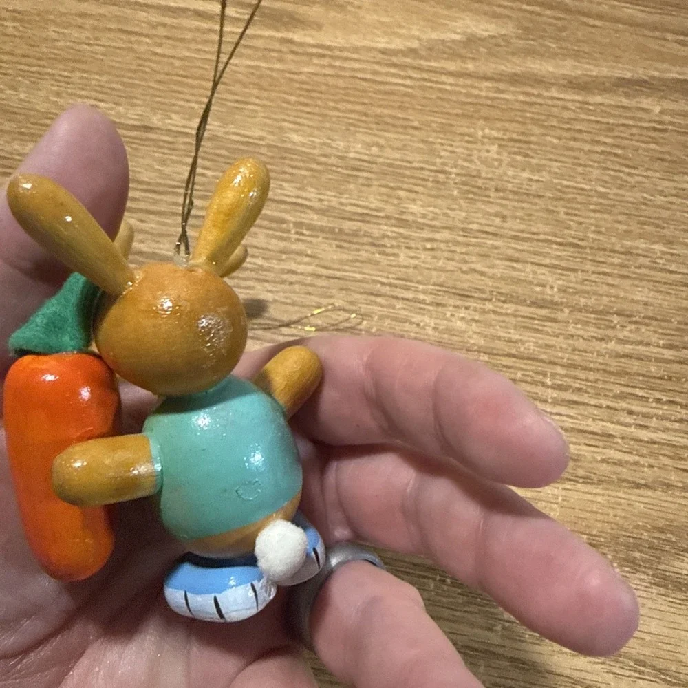 Vintage Dakin‎ & Co. Bunny Carrot Christmas Tree wood Ornaments